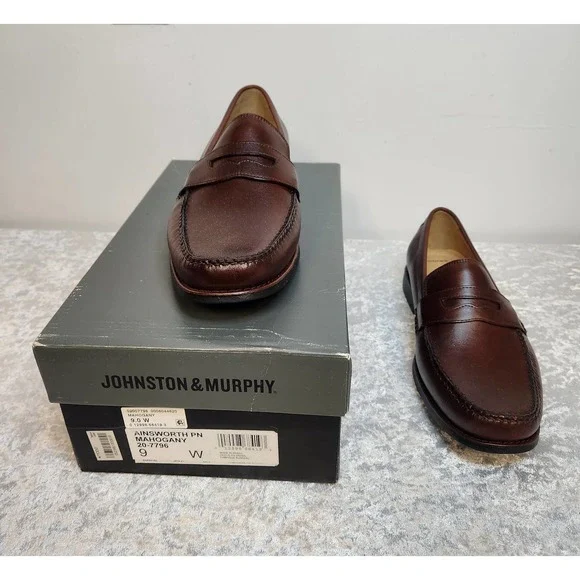 NWT Johnston & Murphy Mens Ainsworth PN Mohagany Shoes-Size 9W - Picture 1 of 11